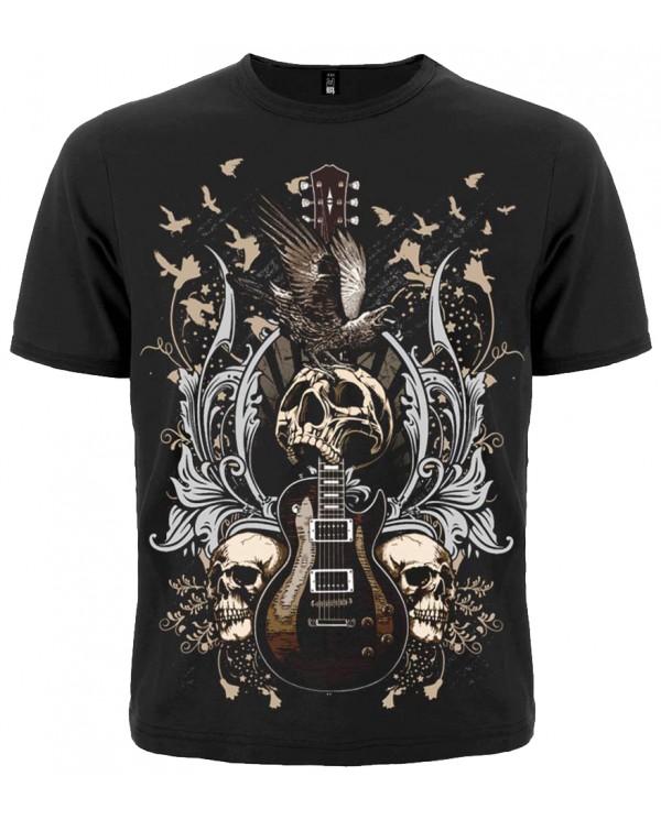 GUITAR WHITH SKULLS AND RAVENS