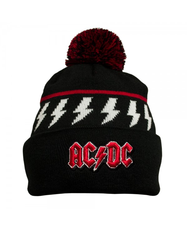 Knitted Hat With a Pompom AC/DC High Voltage