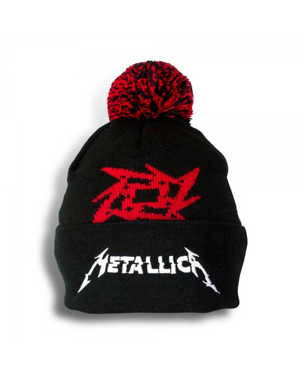 Knitted Hat With a Pompom METALLICA Star Red