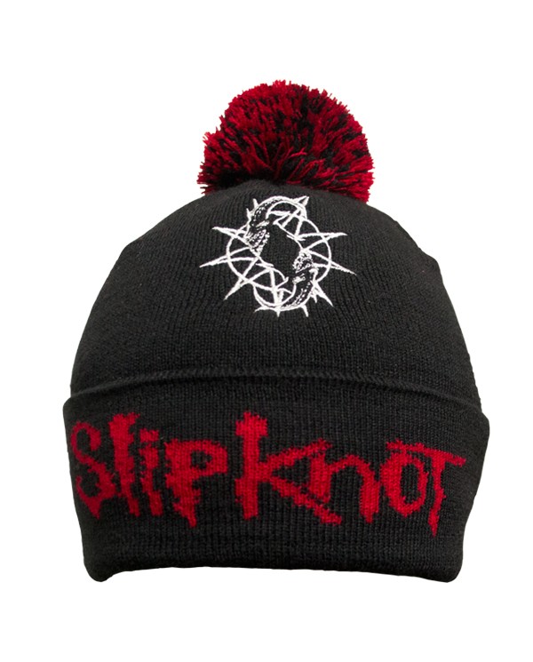 Knitted Hat With a Pompom SLIPKNOT Goat logo